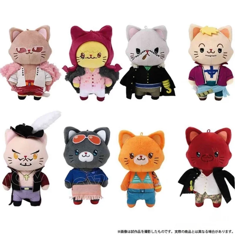 Peluche de Algodón de One Piece con Parche de Gato, Muñeco de Peluche de 14 cm, Luffy, Sanji, Law, Ace, Doflamingo, Nami, Anillo para Bolsa, Juguete