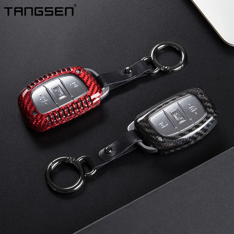 Car Key Fob Cover Suitable For Hyundai Elantra GT IONIQ Electric IONIQ Hybrid Tucson Carbon Fiber Key Protection Accessory