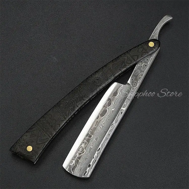 1 Stück altmodischer deutscher Klapprasierer aus Kohlenstoffstahl, scharf, gebrauchsfertig, Harzgriff, professioneller Friseurrasierer – Detail 5