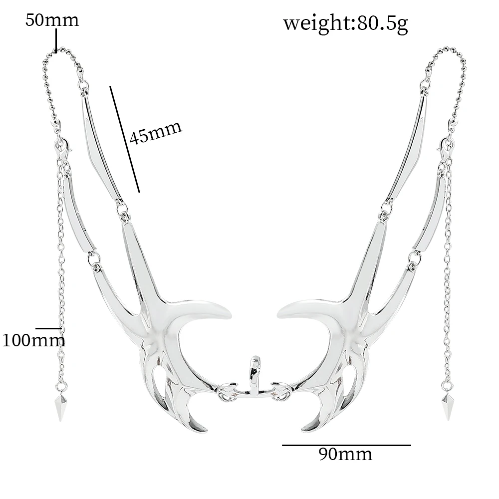 CyberPunk Topeng Logam Tidak Teratur Gothic Punk Mekanis Cairan Alien Aksesori Wajah Anting-Anting untuk Wanita Pria Perhiasan Pesta Prom