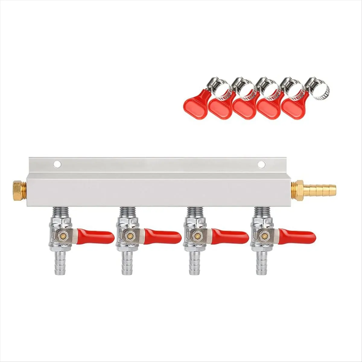 A58Z 4-Way Gas Manifold 5/16inch Barbed Integrated Check Valve CO2 Distributor 4-Way CO2 Manifold Gas Distributor