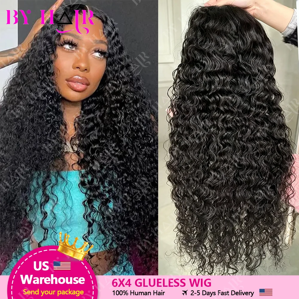 BY Hair 6x4 Water Wave Human Hair Wig Glueless Wig Human Hair Wigs Ready To Wear Pre-Cut Lace Glueless Curly Human Hair Wig Human Hair Lace Wigs Free Wigs Glueless Wig Human Hair Water Wave Wig For Women