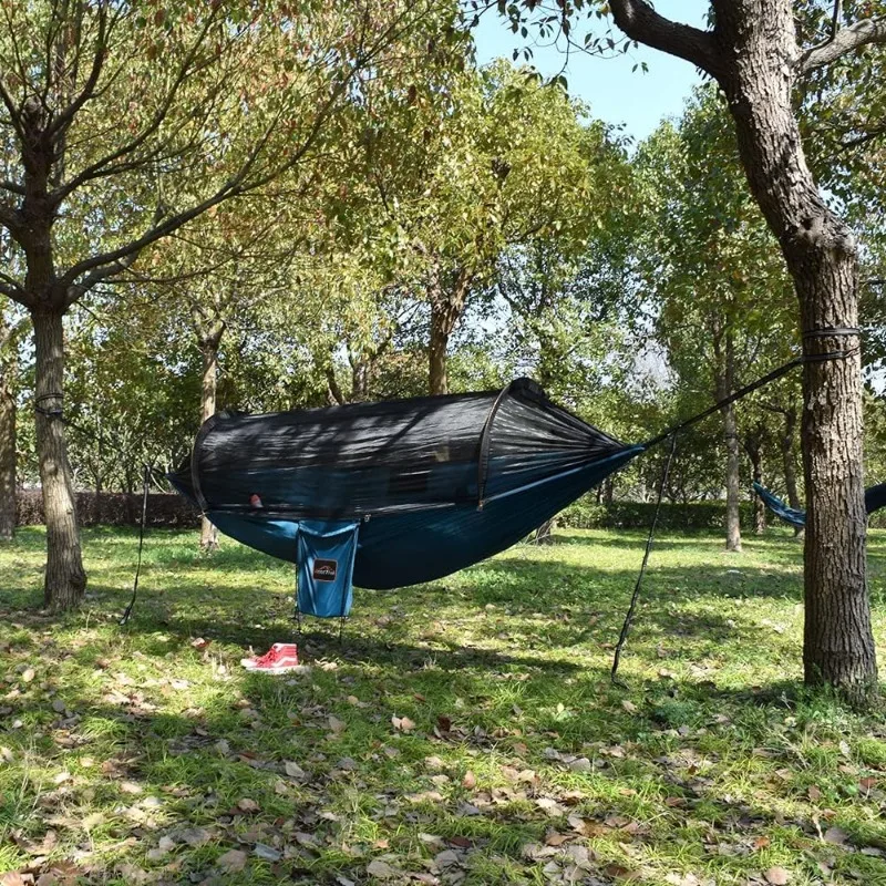 Amaca da campeggio professionale con zanzariera, amaca doppia portatile leggera con due cinghie per albero amaca da 10 piedi