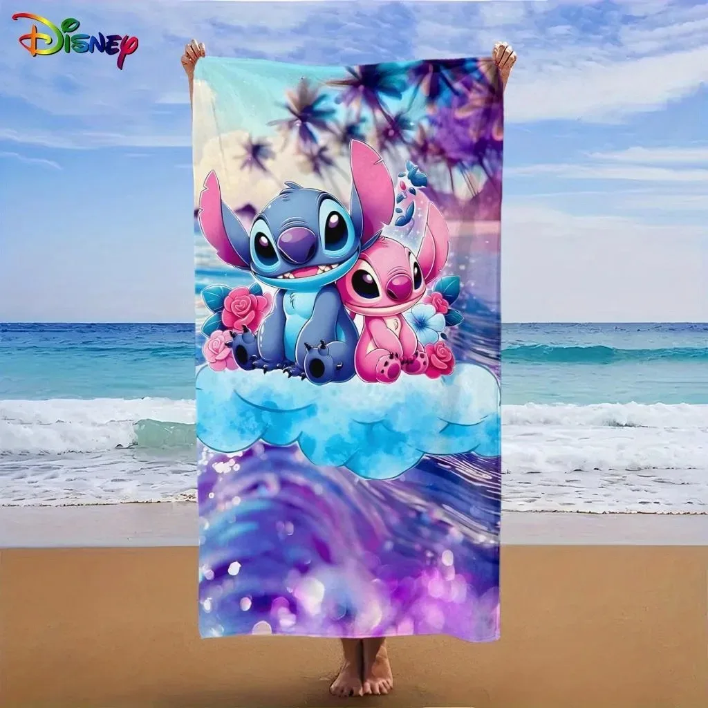 منشفة شاطئ MINISO Disney Stitch - تصميم Cloud Duo، ألياف دقيقة سريعة الجفاف، هدية لمحبي ديزني، استخدام حمام السباحة/الحمام/الشاطئ #1