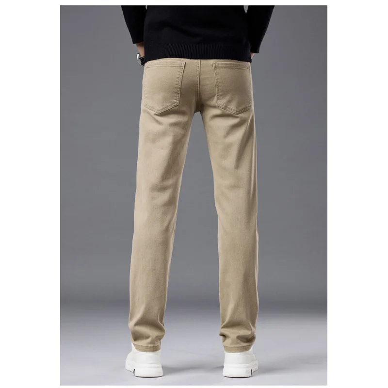 

Высококачественные осенние новые деловые джинсы мужские 2025 модные брендовые облегающие прямые эластичные универсальные повседневные длинные брюки