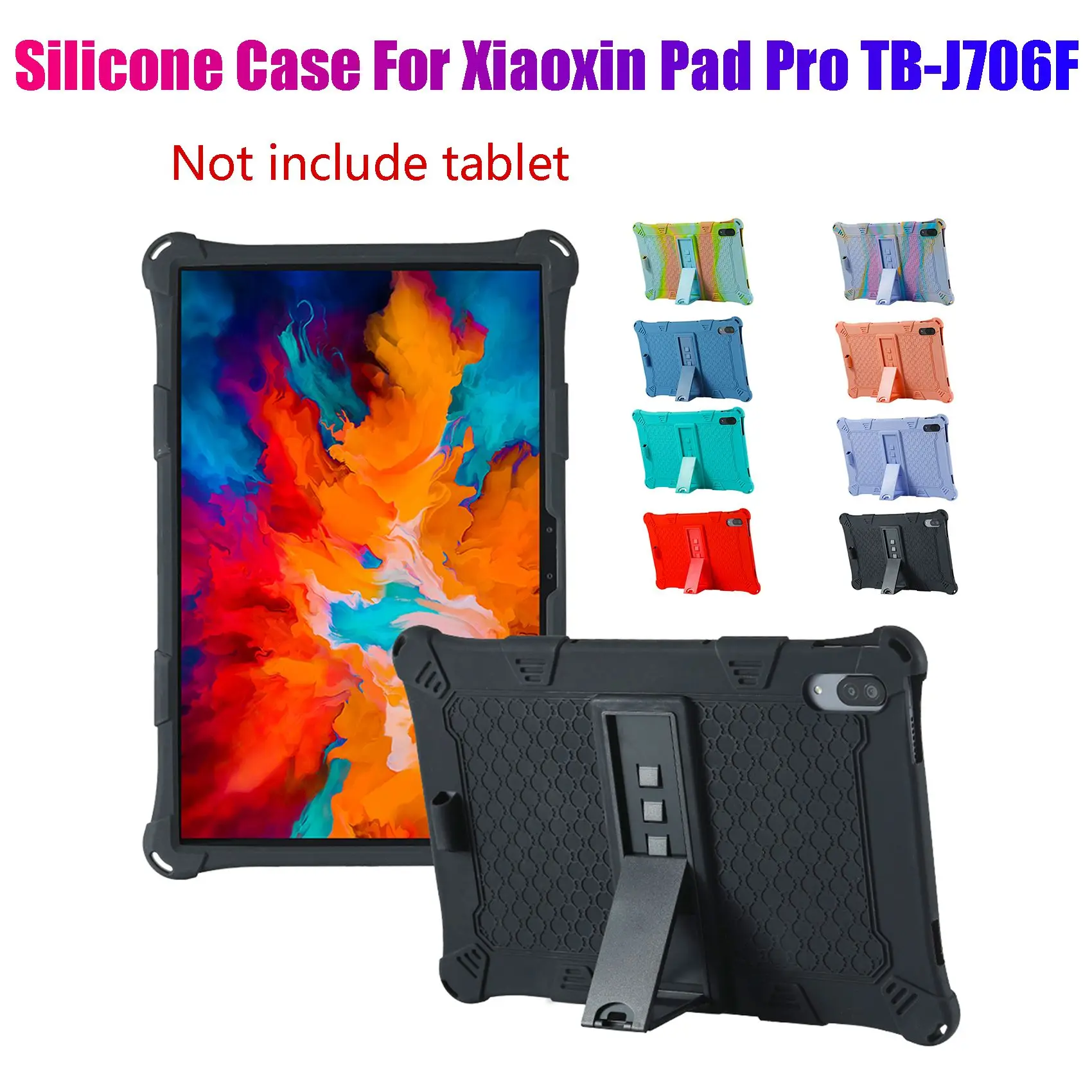 Case for Lenovo Xiaoxin Pad Pro TB-J706F 11.5 inch Silicone Case Anti-Drop Cover with Adjustable Tablet Stand and