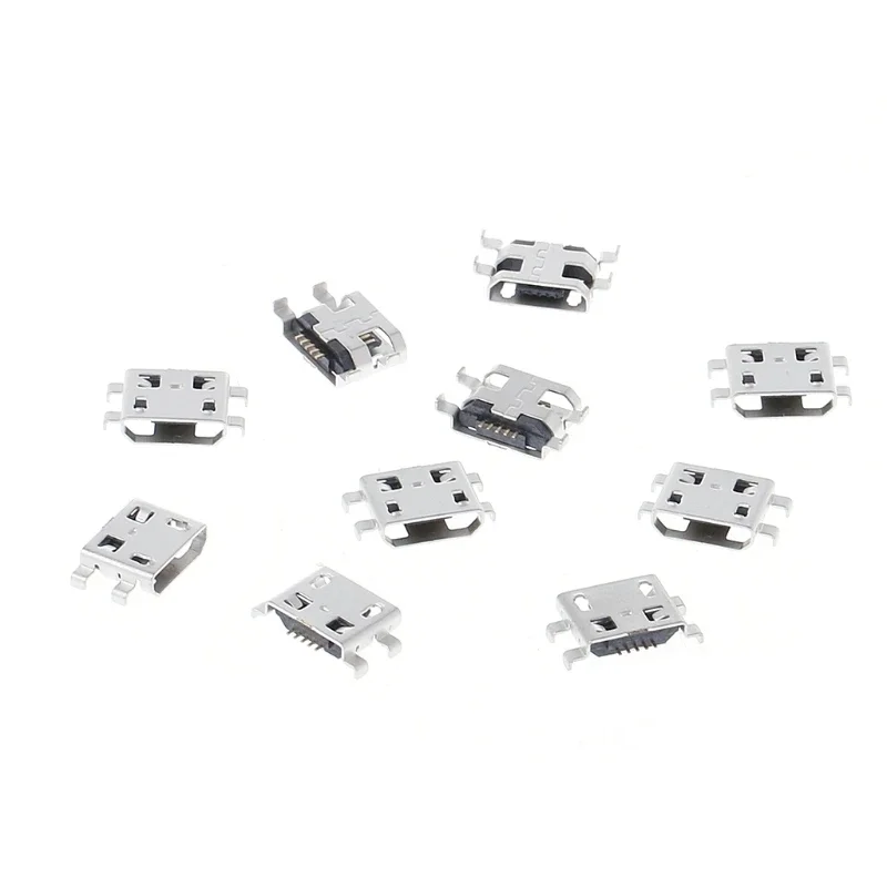 10 Pcs Type Micro USB 5 Pin Female Mount Connector Port Socket