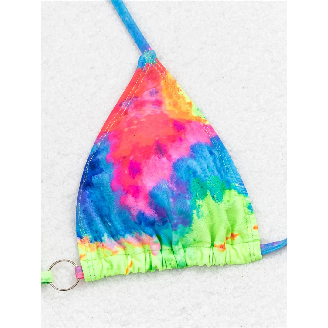 Sexy bedruckter Tie-Dye-Bikini mit Neckholder, brasilianischer Bikini, Damen-Badeanzug, zweiteiliges Bikini-Set, Badebekleidung, Badeanzug, Schwimmkleidung V6313 – Detail 7