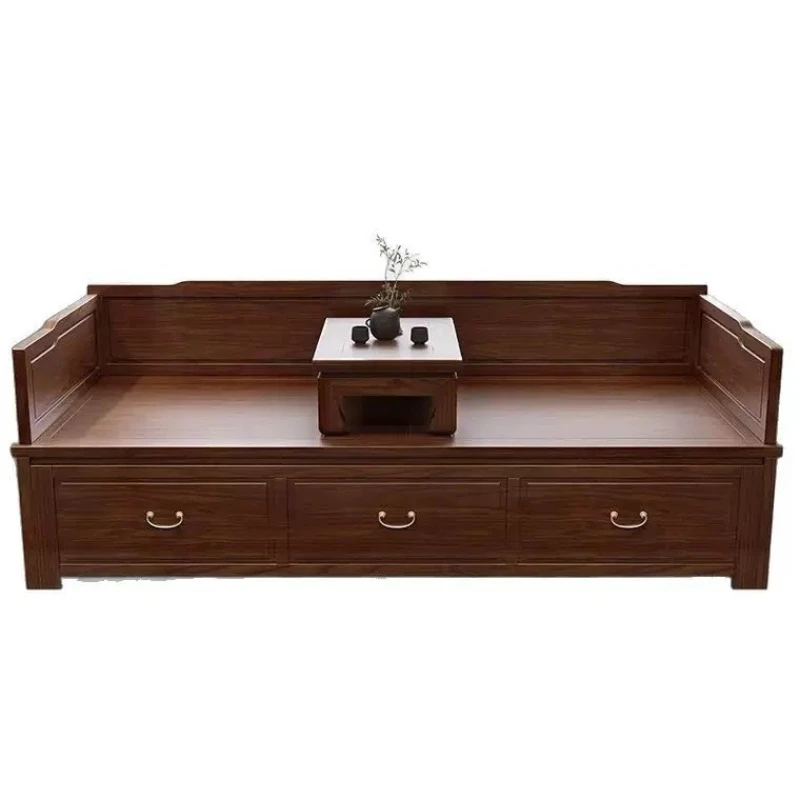 

Elm sliding bed Solid wood retractable modern New Chinese small apartment living room sofa Concubine