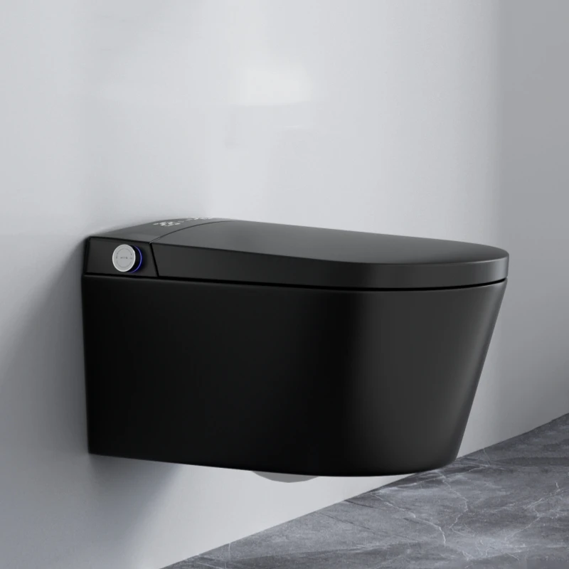 

No Water Pressure Automatic Smart Toilet Wall Mounted Auto Flush Bidet Matte Black Intelligent Smart Toilet
