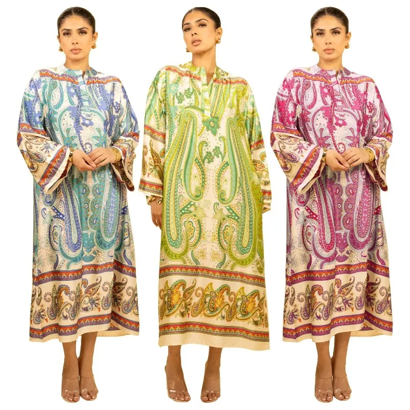 

African Dresses For Women Elegant Polyester Muslim Fashion Abayas Dashiki Robe Kaftan Long Maxi Dress Turkish Africa 2025 New
