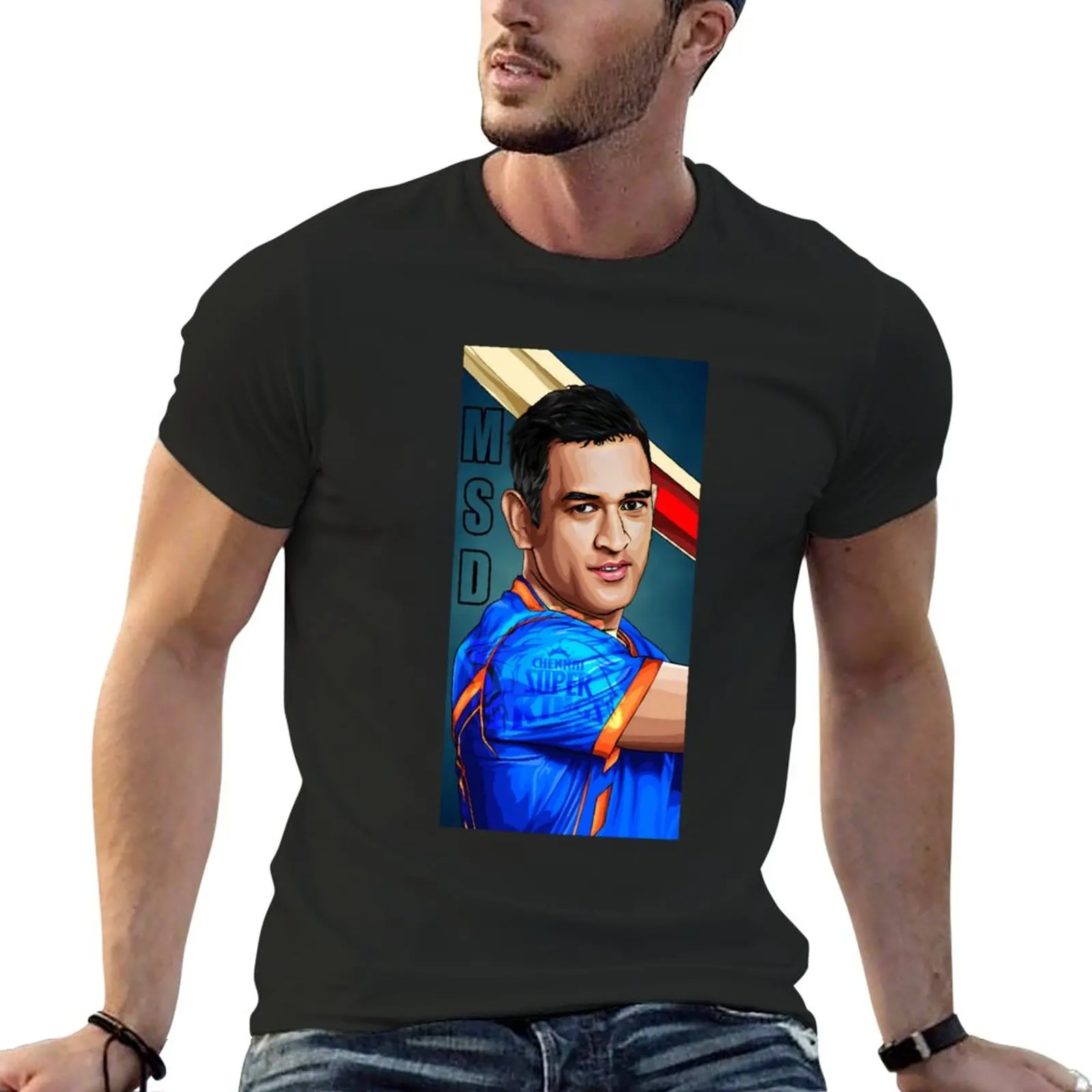 New Thala Dhoni csk awesome illustration T-Shirt summer clothes custom t shirt vintage t shirt Tee shirt mens plain t shirts