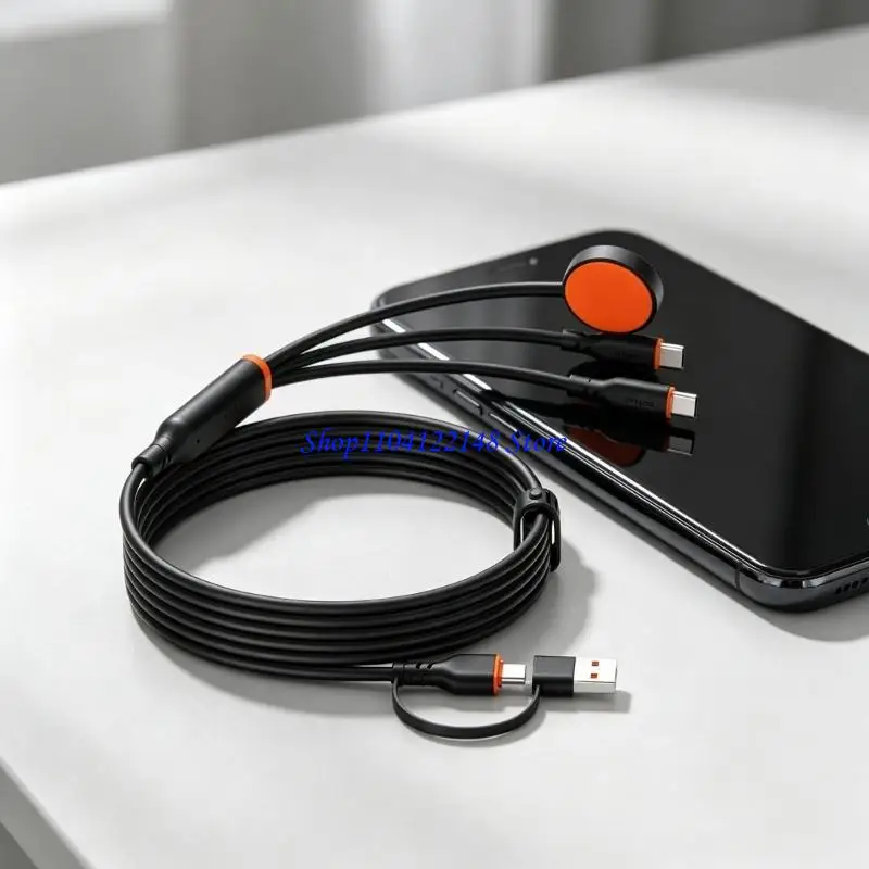 P9FA USB C Multi Charging Cable with 100W Charging Connection, Silicone Coating, Molded and Watch Charging Cord