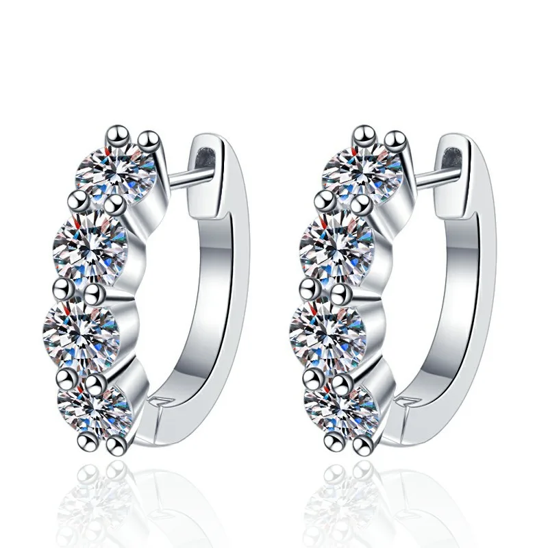 Super Flash Full Moissanite Earrings for Women with 100% Diamond Test S925 Silver Band Jewelry Gift