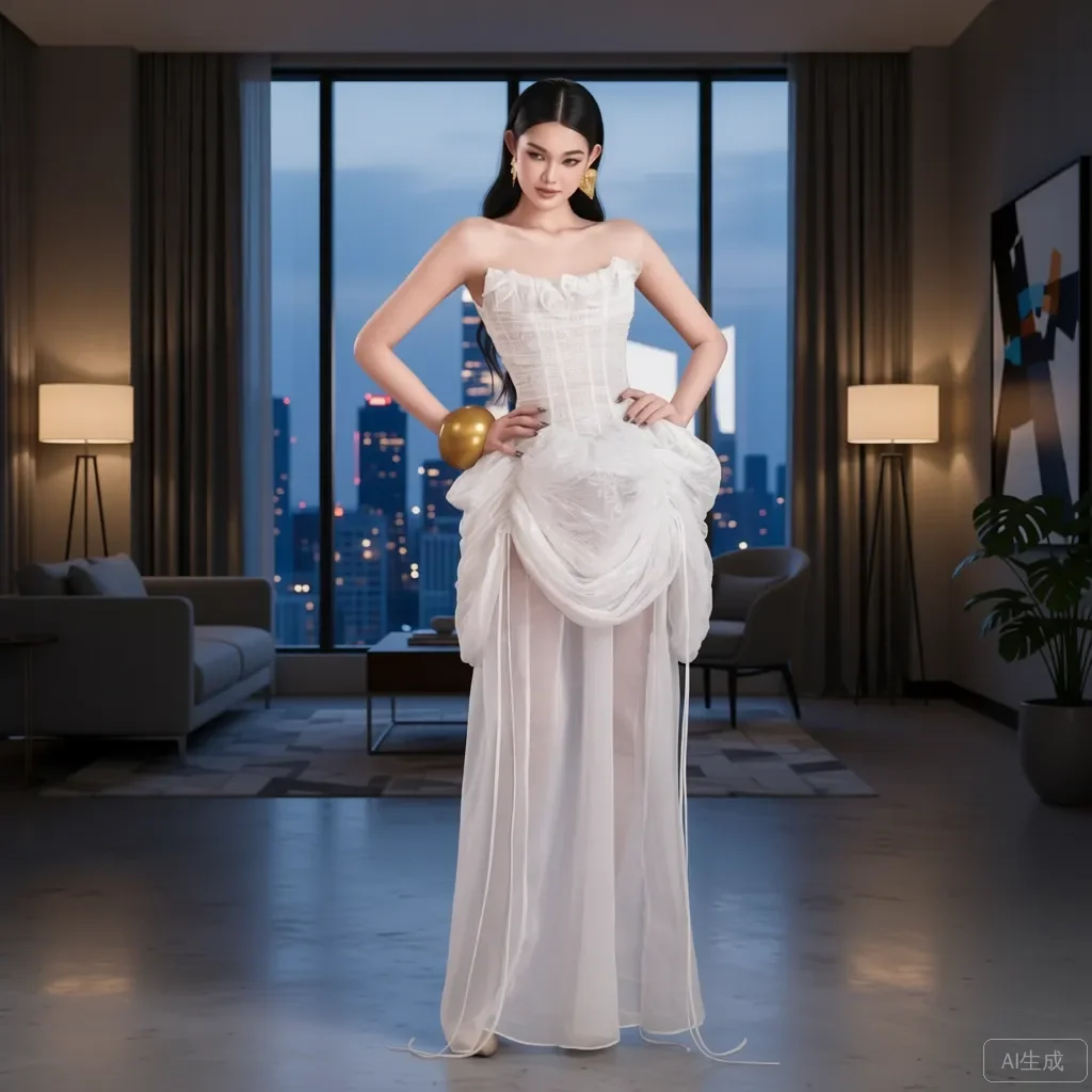 Авангардное белое вечернее платье Корсетное платье без бретелек с асимметричными короткими длинными платьями Прозрачный тюль с кружевными деталями