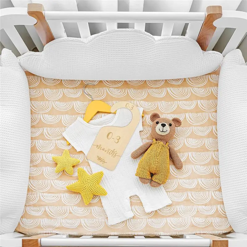 GYTB-Wooden Untuk Ukuran Bayi Baru Lahir Hingga 24 Bulan Set Pembagi Lemari Bayi Dengan Tas Jinjing Beludru Biru