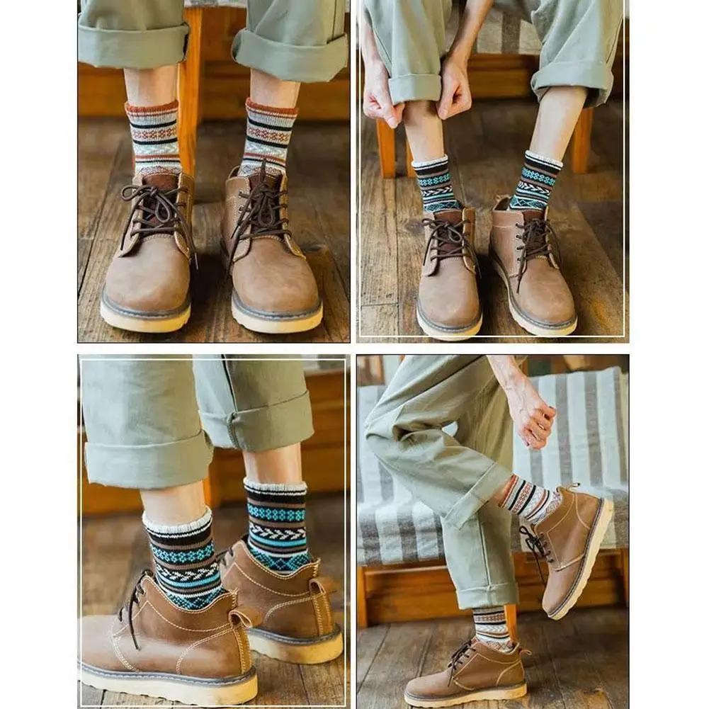 5Pairs الخريف والشتاء الجوارب رجل الجوارب سميكة الدافئة الجوارب شريط جولة عالية الجودة النساء الجوارب زوجين الهدايا