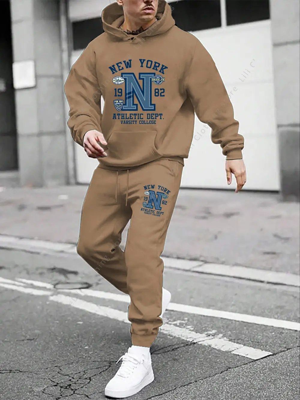 

2025 New Men's Sets NEW YORK Gothic Letter Print Hoodies and Pants 2 Piece Set Jogging Suit Streetwear Sportswear Man Tracksuit
