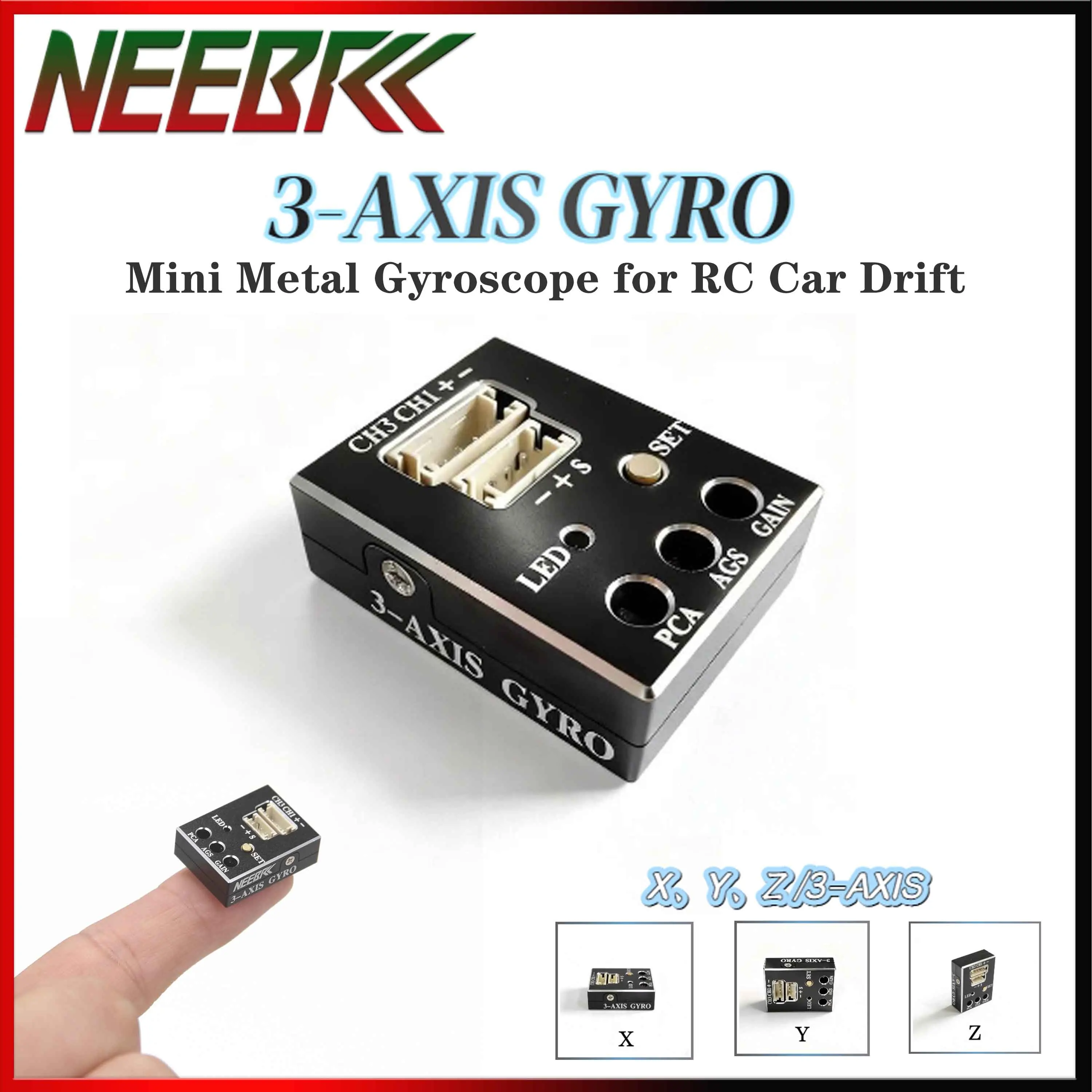 NEEBRC 3-AXIS 3-axis Racing Gyro Drift Car Stabilizer Mini Metal Gyroscope AGS GAIN PCA EPA for RC On-road Racing Vehicle Parts