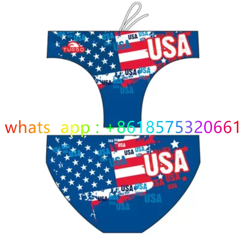 

Men Ployester Print Swimsuit Swim Brief with Adjustable Drawstring Men Beachwear Training Competition Racing Briefs Bathing Suit