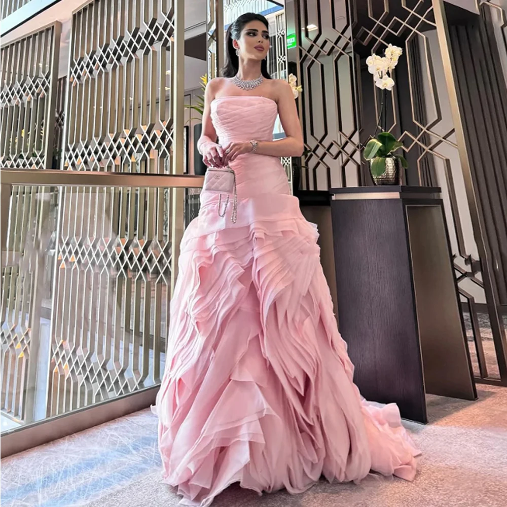 

Customized Evening Dress Sleeveless Pink Vestidos Juveniles Dresses Vestido Fiesta Verano Invitada Boda