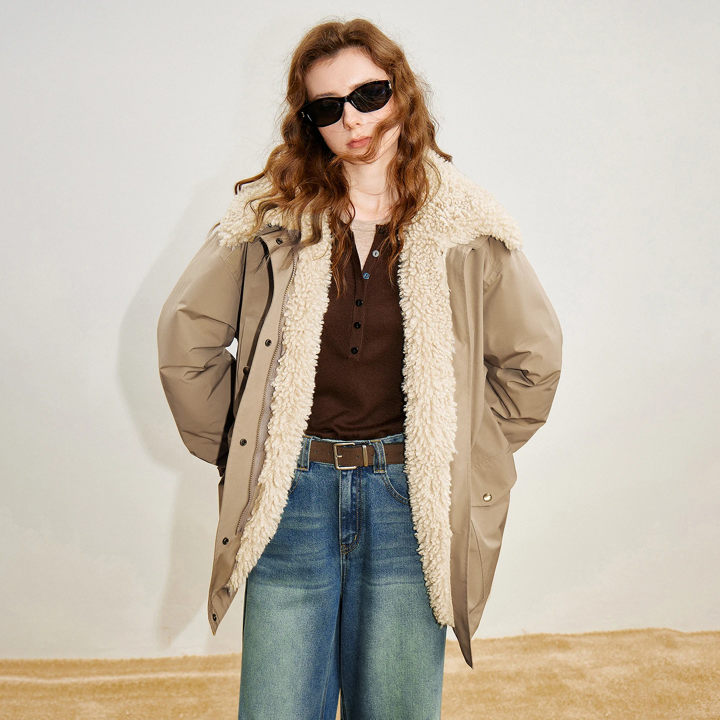 TOYOUTH Chaqueta de plumón para mujer 2025 Invierno Nuevo 90% Chaqueta de lana de peluche Estilo Retro Granero Ropa de abrigo cálida