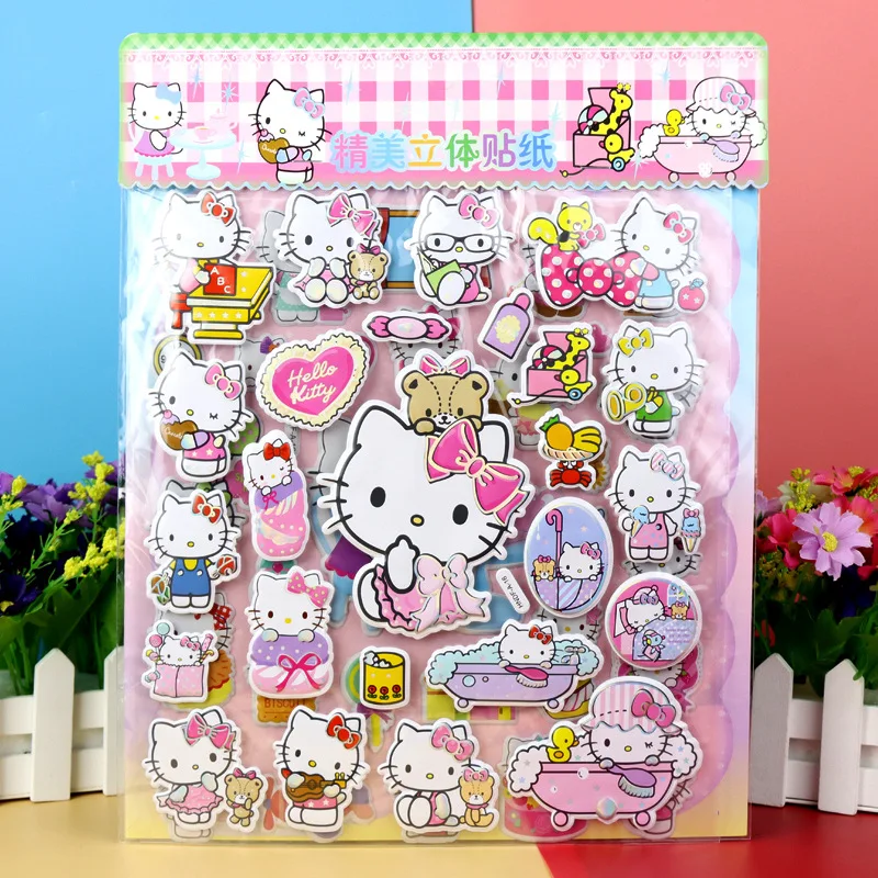 

Cartoon Hello Kitty Snow White Princess 3D Bubbles Stickers Ornament Stationery Waterproof Children's toys for gifts Reusable