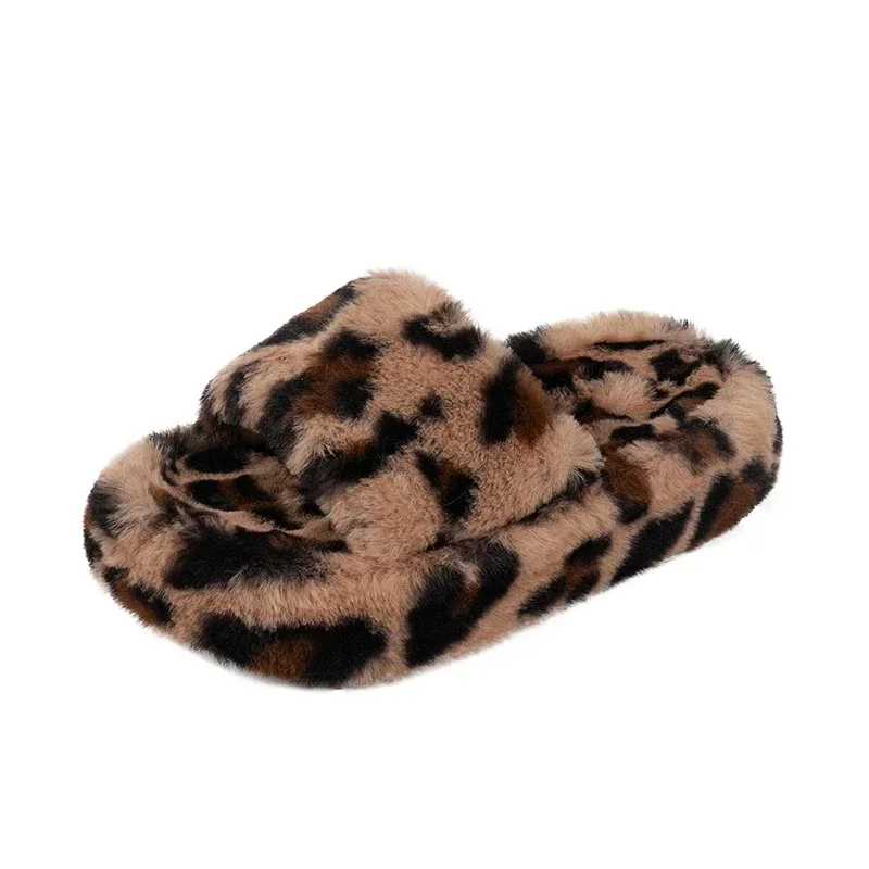 2025 Winter New Children's Shoes Plush Slippers Leopard Pattern Fashion Warm Shoes Indoor Korean Girls' Casual Slippers view 6