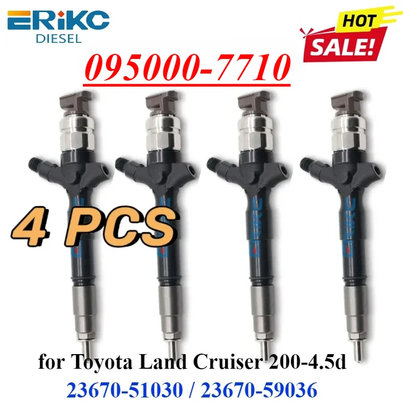 

4PC 095000-7710 Fuel Injector 0950007710 Nozzle 095000-7711 for Toyota Land Cruiser 200-4.5d 23670-51030 23670-59036
