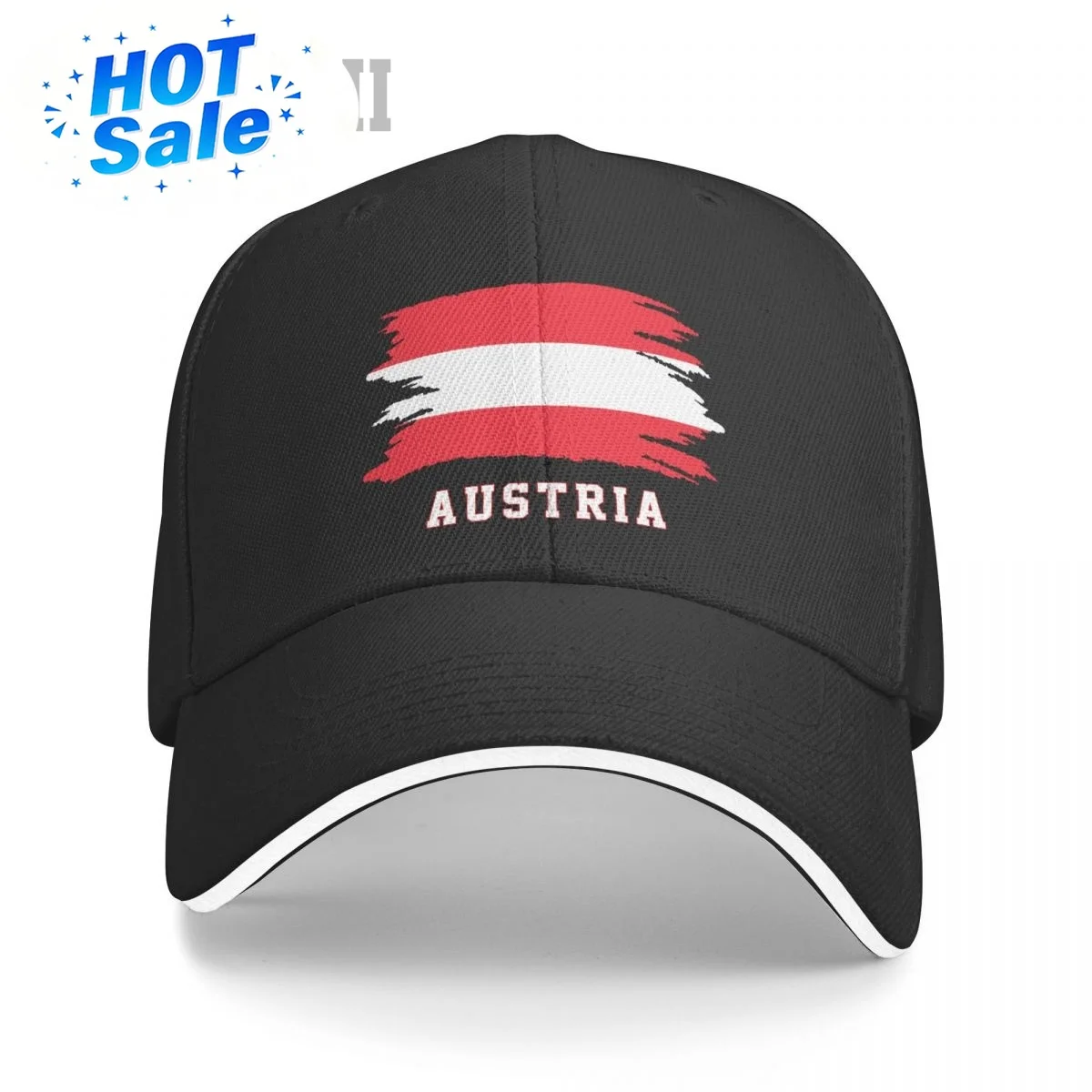 Austrian Flag Sandwich Baseball Cap Snapback Hip Hop Hat for Men Women Golf Fishing