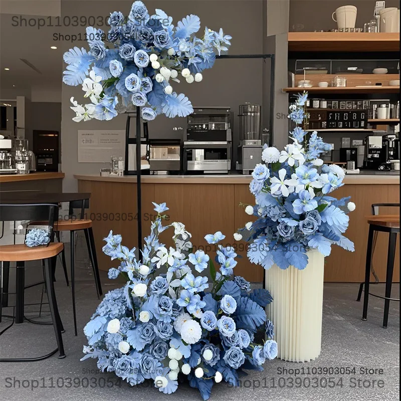 الزهور الاصطناعية الزفاف الديكور شنقا زهرة صف خلفية قوس ديكور الطريق الرصاص كرة زهرية ترتيب خلفية الأزهار #1