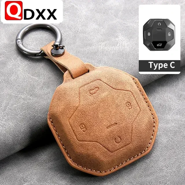 Protector Holder Shell Keychain Accessories Leather Car Smart Remote Key Case Fob Cover Bag For Chery Jetour Traveler 2023 2024