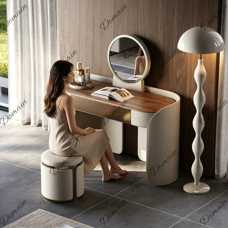 Italian Light Luxury Solid Wood Dressing Table With Mirror High-end Vanity Makeup Desk Dresser Toiletries Bedroom Furniture