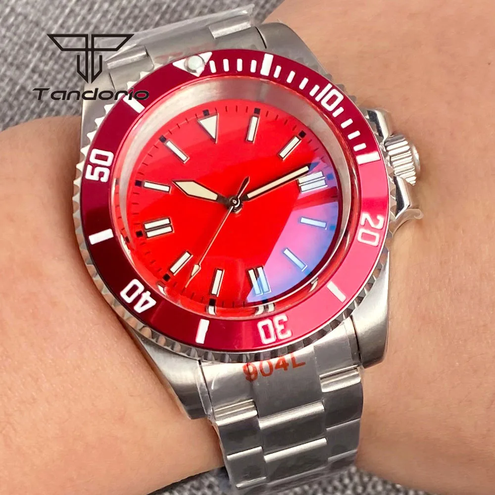 

Tandorio Diving Domed Sapphire Crystal Stainless Steel 40mm Automatic Watch Fashion Men Wristwatch 20bar NH35 PT5000 Luminous