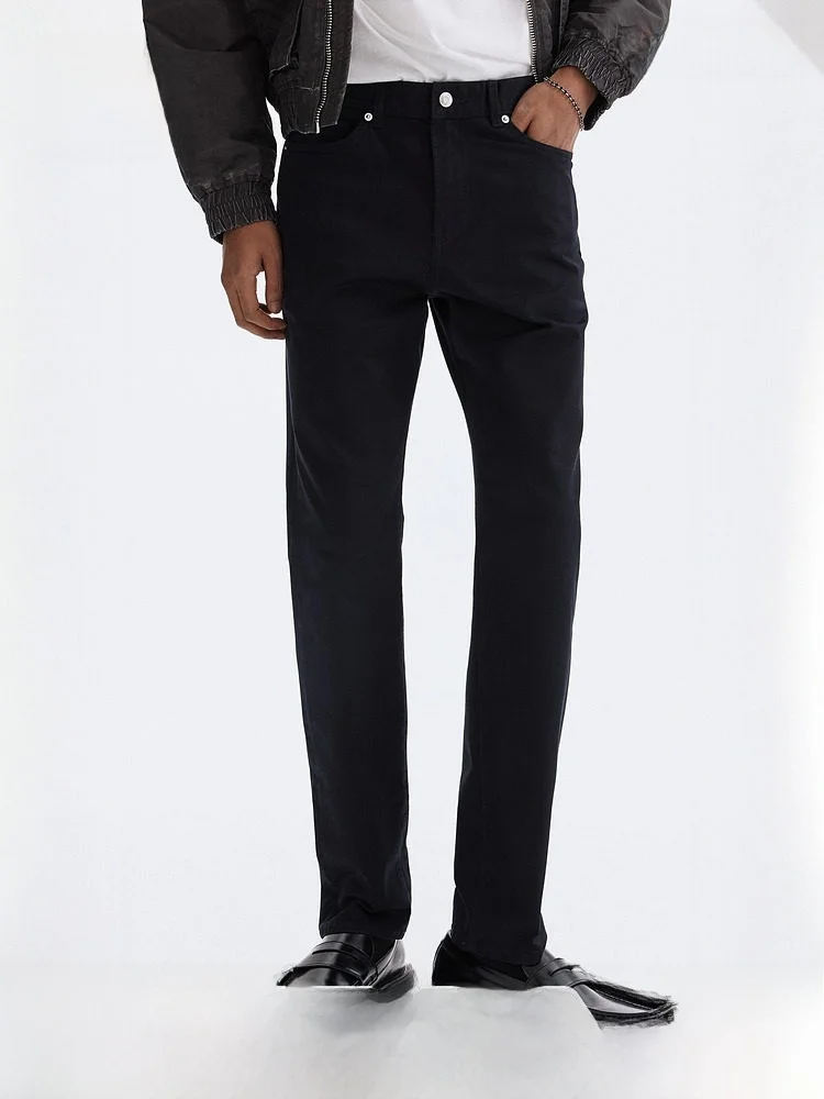 

Spring New Men's Slim Fit 5 ket Long Pants Casual Trousers mid Waist Cotton Blend Elastic Fiber Comfortable Daily Wear