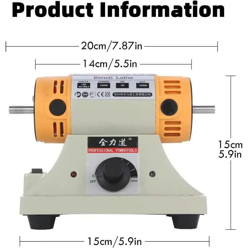 350W Adjustable Speed Bench Grinder Polishing Machine For DIY Woodworking Jade Jewelry Bench Lathe Machine With Meta