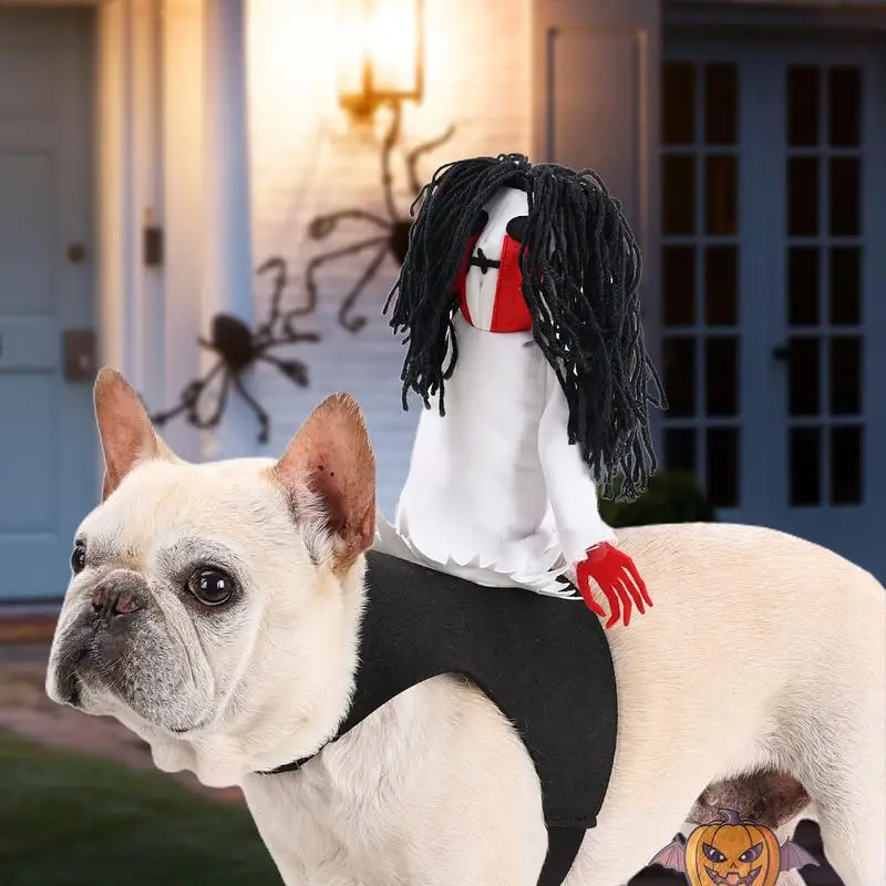 Dog Ghost Saddle Costume Halloween Dress-Up Pet Costumes Novelty Ghost Saddle Pet Ghost Riding Outfit Stylish & Funny Dog