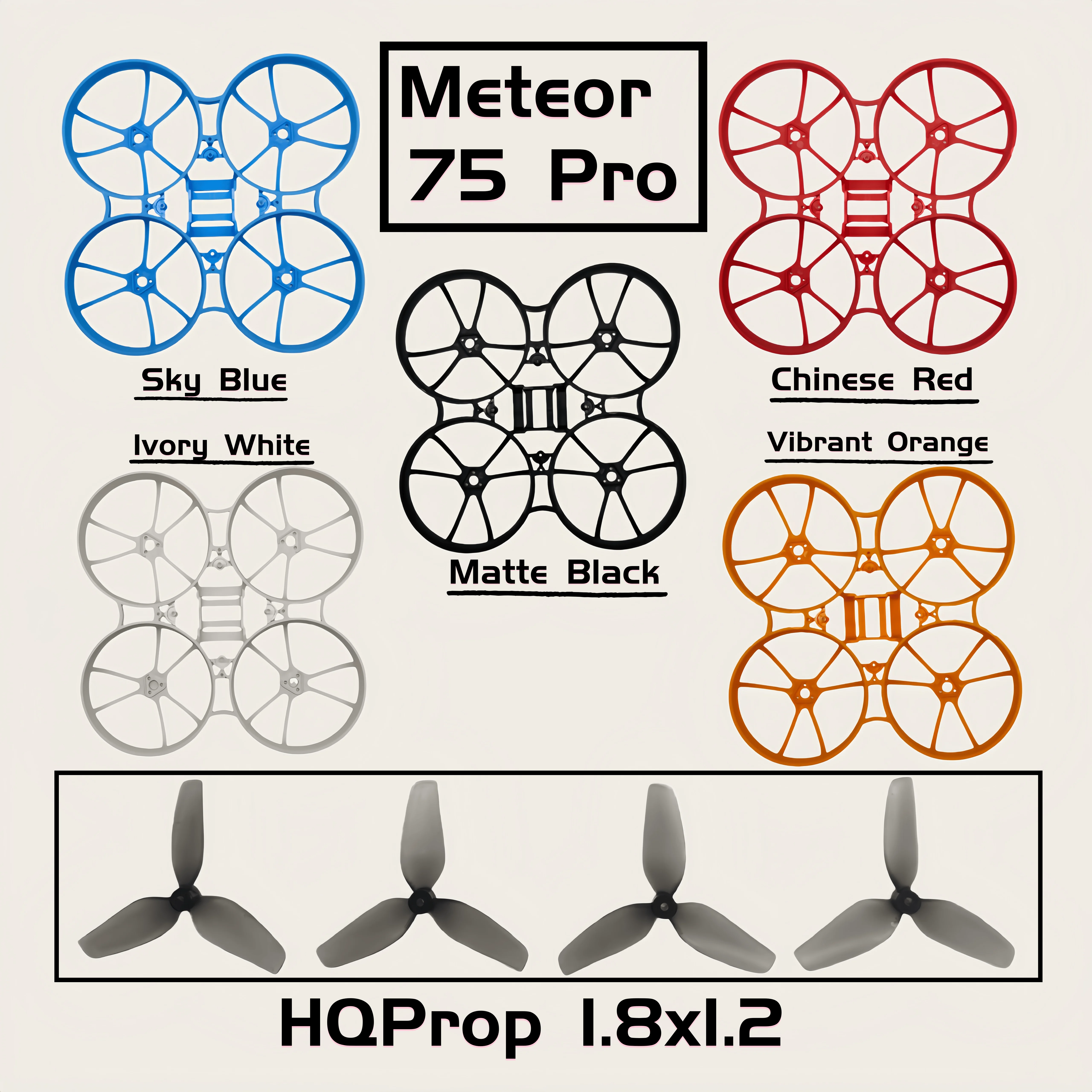BETAFPV Meteor 75 Pro + HQ 1.8*1.2 3 Blade Propellers 1.5mm Shaft 45mm Whoop Props 1S FPV Micro Drone Indoor Flying Accessories