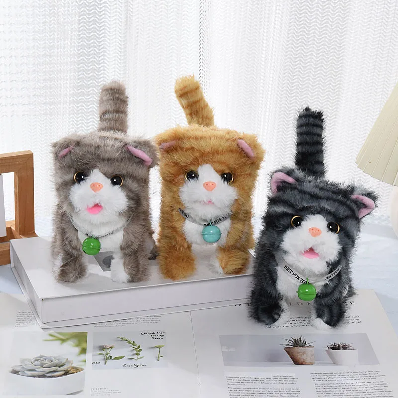 Elektryczne pluszowe zabawki dla dzieci - kotki, które chodzą, uczą się mówić i śpiewać, symulacja kotka na sznurku, elektroniczny zwierzak dla dzieci.
