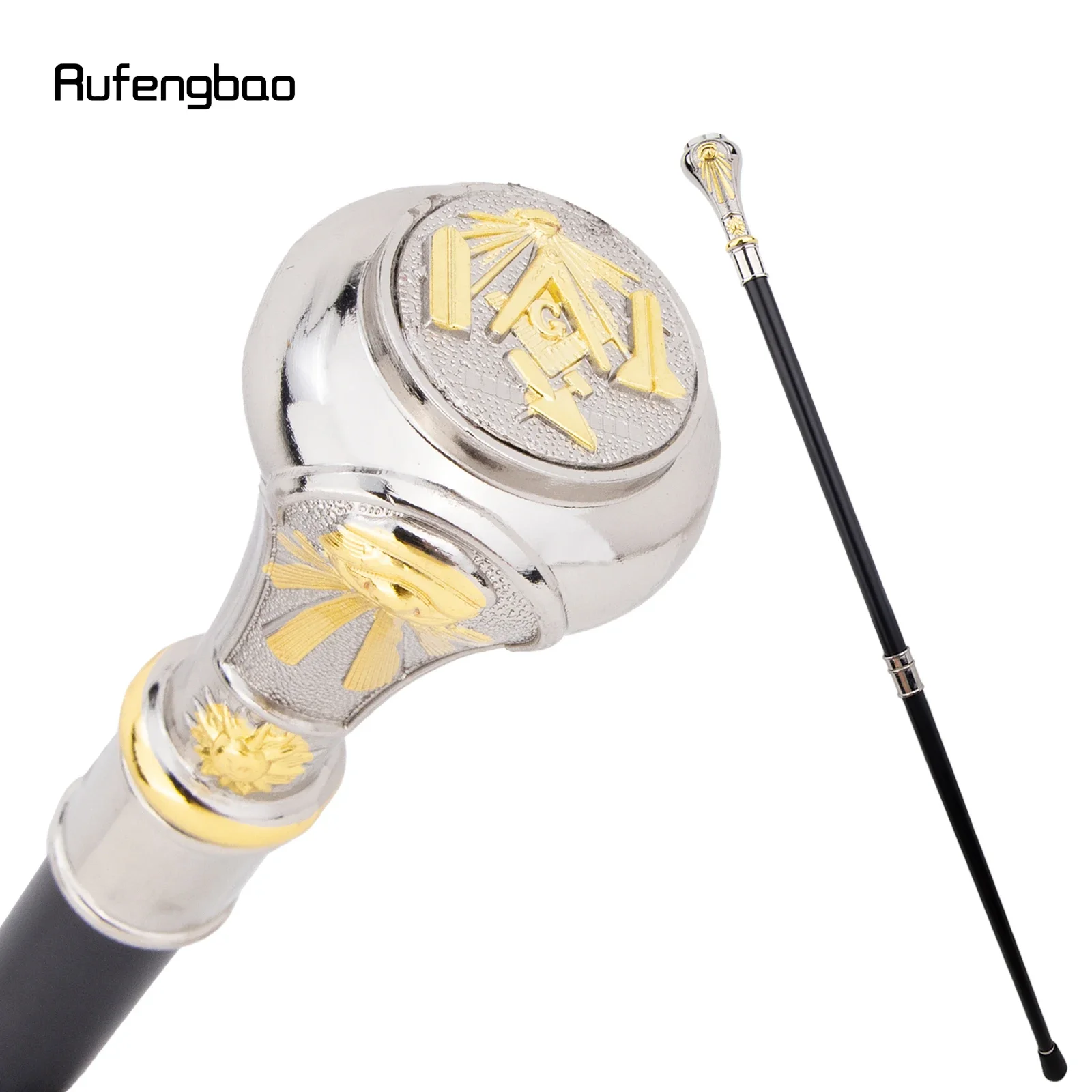 Golden White Freemasonry Freemasons VG Totem  Walking Cane Fashion  Luxury Crosier Knob Steampunk & Everyday Use 93cm