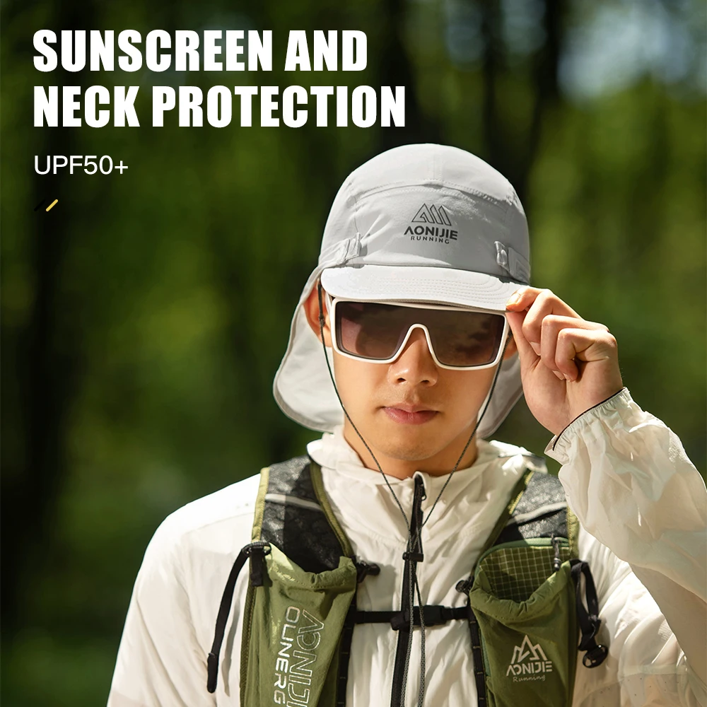 AONIJIE Unisex Sun Protection Cap Short Shawl Hat Hiking Outdoor Sun Hats Removable Shawl Camping Hiking E4625