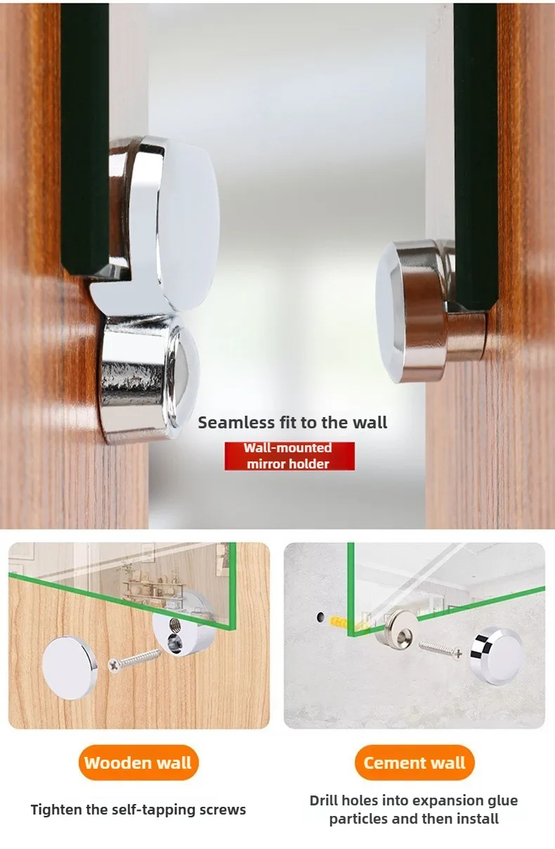 4 Stück Rostbeständige Spiegelhalterungen aus Reinkupfer/Zinklegierung für einfache Installation und sicheren Halt - Perfekt für Badezimmer und Make-up – Detail 9