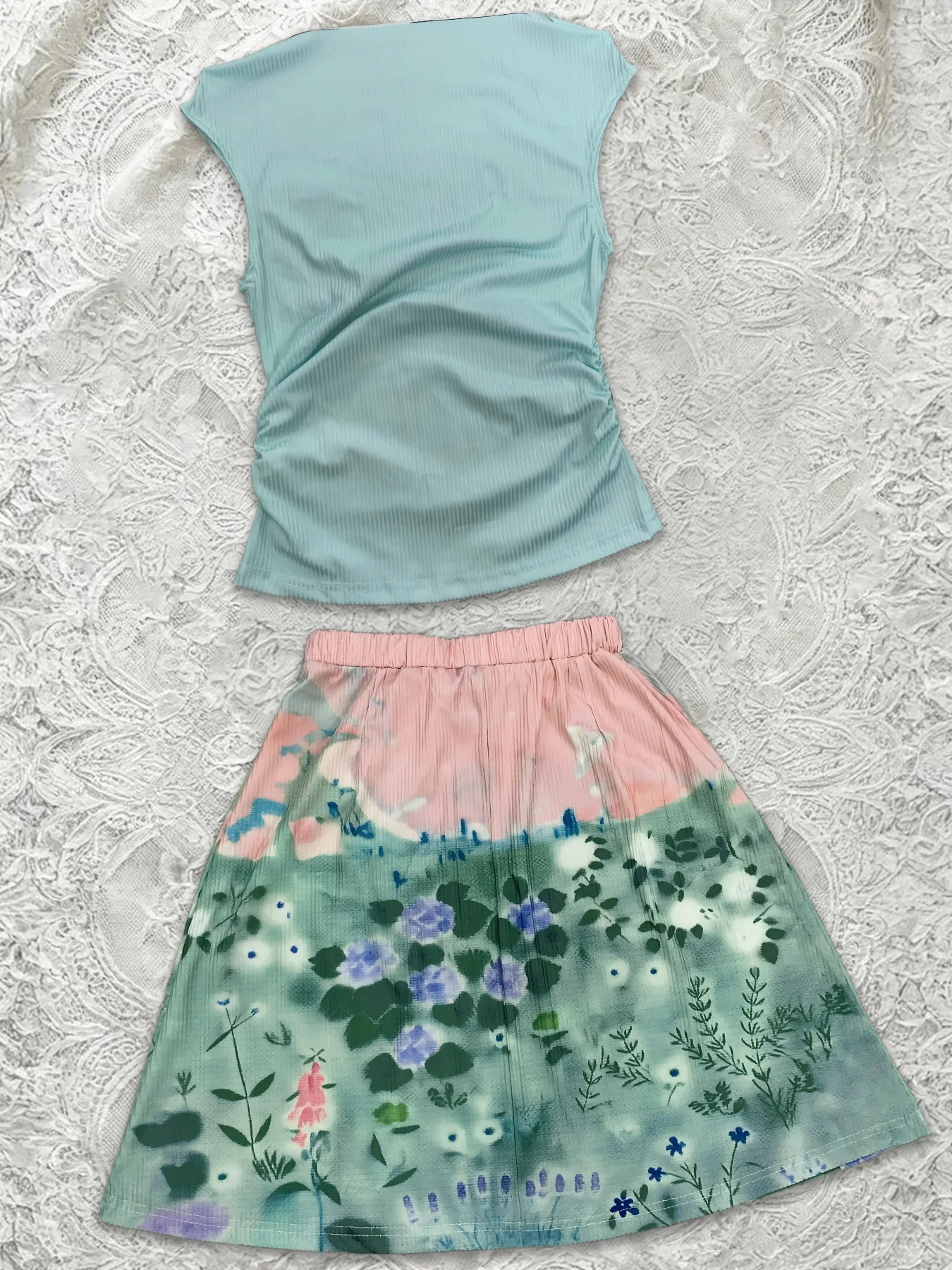 여성용 귀여운 동물 무늬 투피스 세트, 트렌디한 오프숄 - Midi Skirt Floral 리뷰 및 가격
