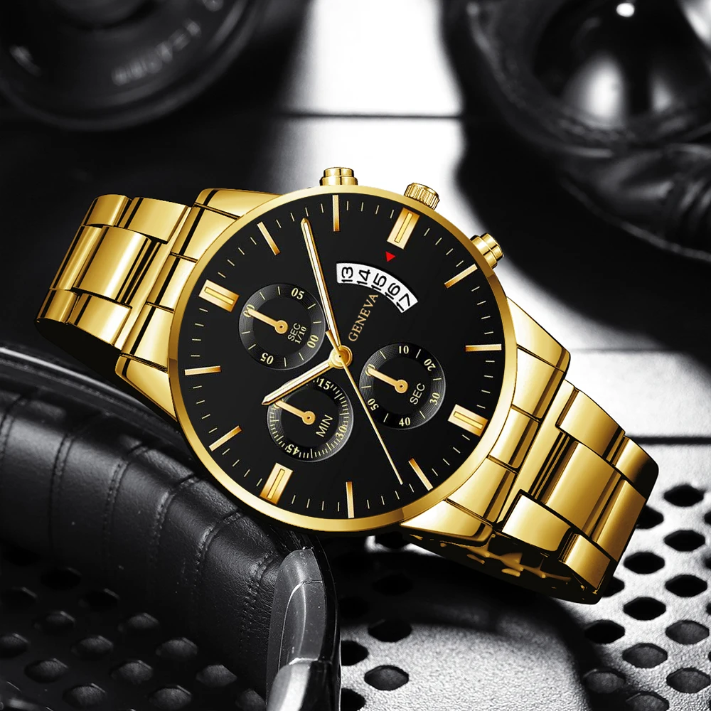 Fashionable and Handsome Men's Stainless Steel Watch Luxury Calendar Quartz Watch Men's Business Watch Men's Clock
