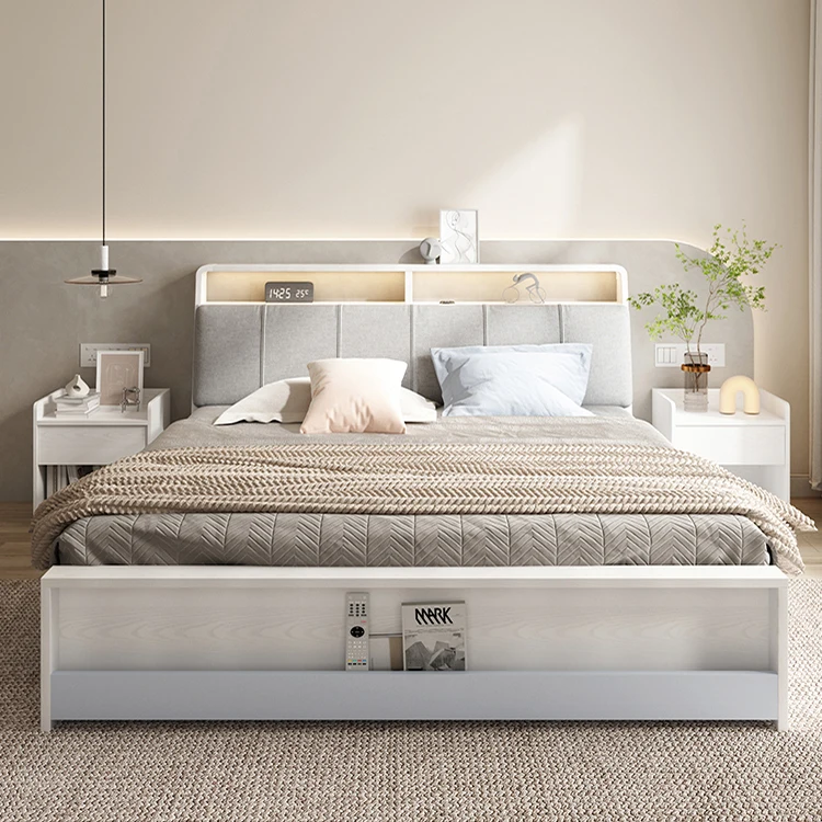 Fashionable Designed Modern 150*180Cm High Box Storage Small Household Furniture Panel Double Twin Cot Queen Bed Frame