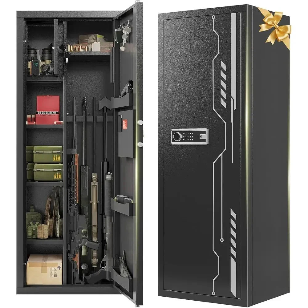 Large 8-12 Gun Safe with Electronic Keypad for Secure Rifle, Shotgun, and Pistol Storage with Adjustable Shelves