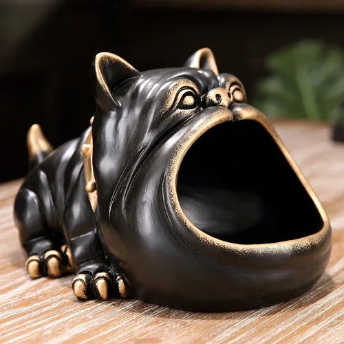 Cute Animal Sculpture Bulldog Storage Decoration Art Entrance Bedroom Desktop Candy Small Object Bin Piggy Bank