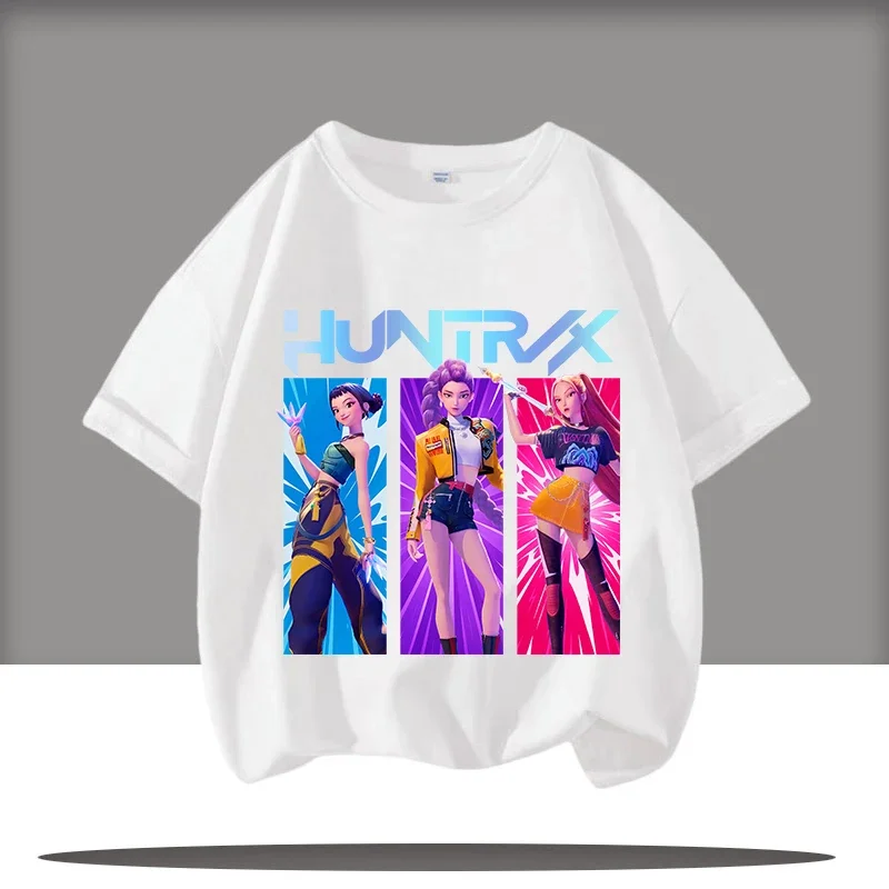 

KPop Demon Hunters Saja Boys Kids Clothing Summer Cartoon Derpy Tiger Clothes Fashion Boys T-shirt Cotton Children's T Shirts