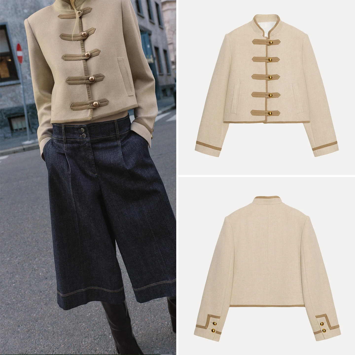 

2025 Autumn New Faion Women's Jaet Long Sve Padded oulder Rope Knot Personali Temperament Ladies ort Outerwear