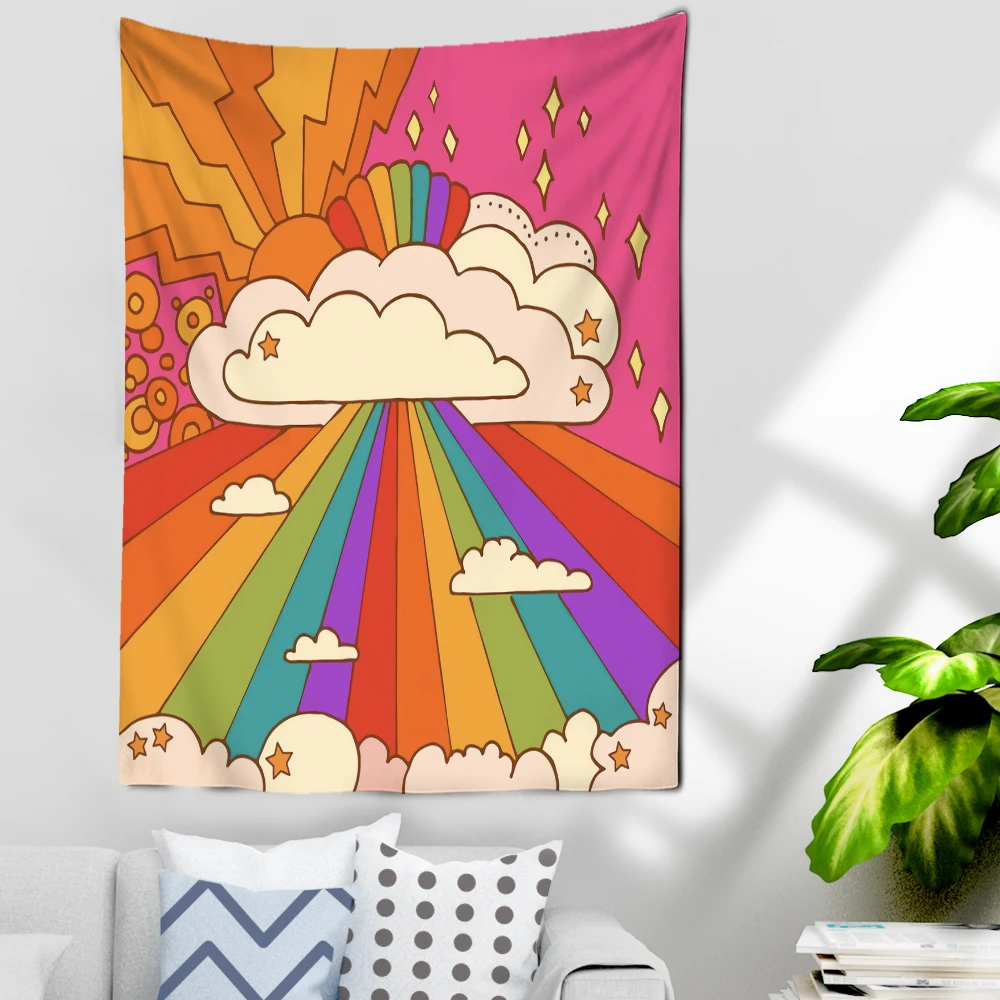 

Радужная фотография, кавайные девушки, Настенная эстетика, Декор для дома, гобелен, фоновая ткань